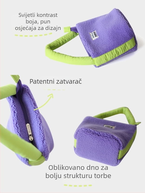 Torba bucket s plišanim materijalom, u korejskom stilu, za žene, mala ručna torba za posao, novi model
