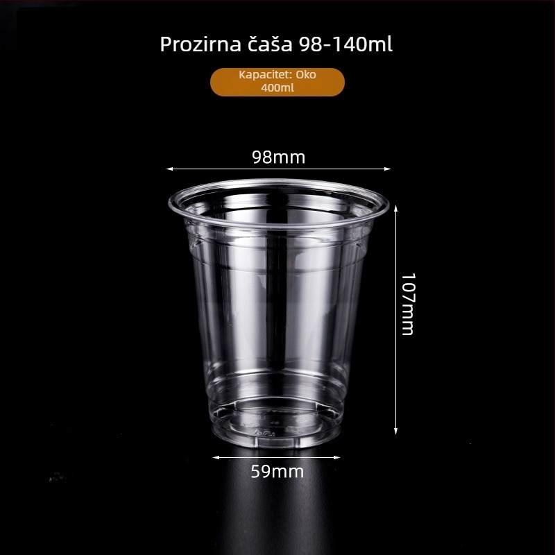 Prozirna jednokratna čaša s poklopcem za mliječni čaj i hladne napitke, PET plastika