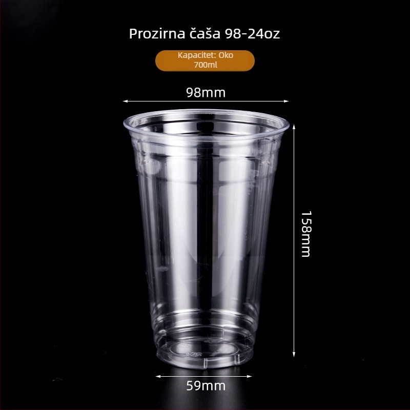 Prozirna jednokratna čaša s poklopcem za mliječni čaj i hladne napitke, PET plastika