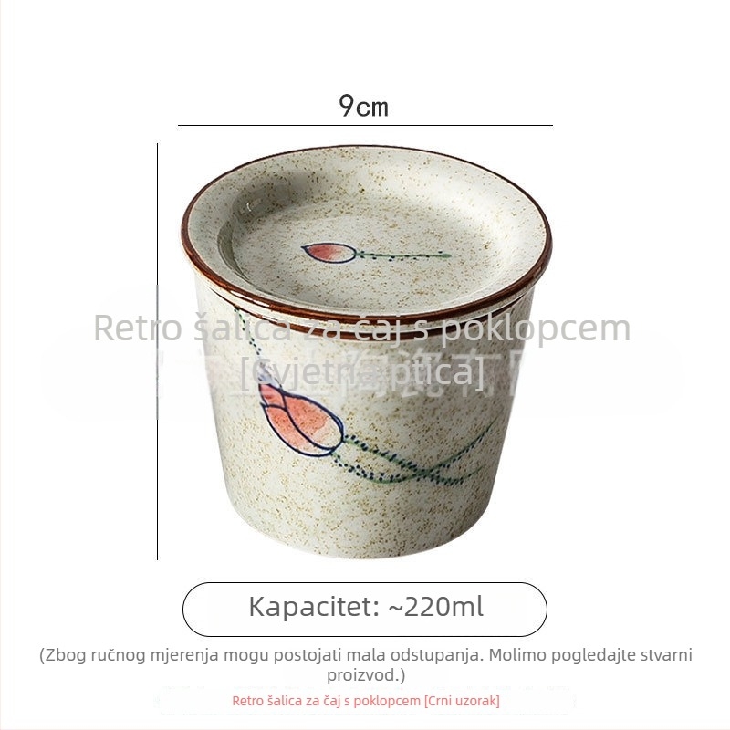 Ručno oslikana šalice za čaj u japanskom stilu s podmetačem i poklopcem, keramika plavo-bijela Gong Fu čajna šalica za degustaciju