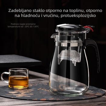 Stakleni set čajnika s uklonjivim filtrom, perive, otporan na toplinu, kapacitet 500–1800 ml, mogućnost prilagodbe logotipa
