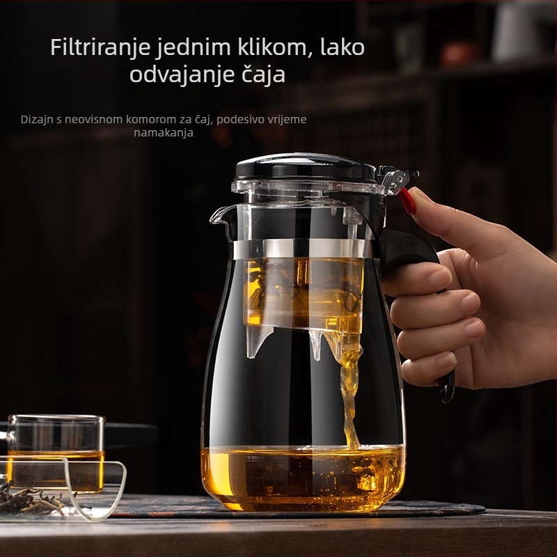 Stakleni set čajnika s uklonjivim filtrom, perive, otporan na toplinu, kapacitet 500–1800 ml, mogućnost prilagodbe logotipa