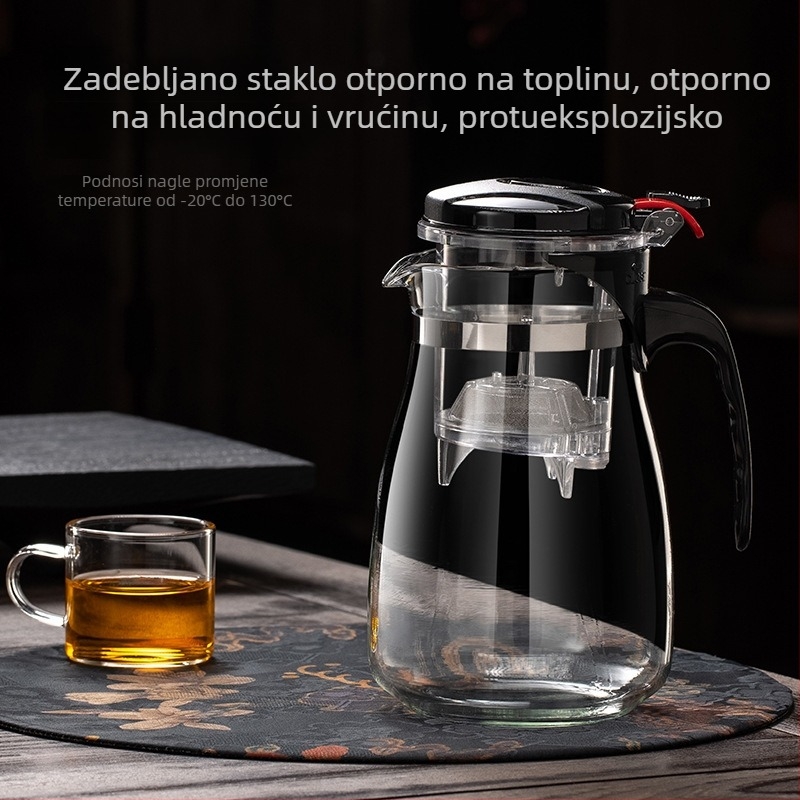 Stakleni set čajnika s uklonjivim filtrom, perive, otporan na toplinu, kapacitet 500–1800 ml, mogućnost prilagodbe logotipa