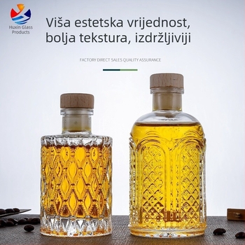 Staklena boca s dijamantnim uzorkom, zatvorena za domaće voće vino, mala prazna boca za doziranje i hladnu ekstrakciju za aromaterapiju