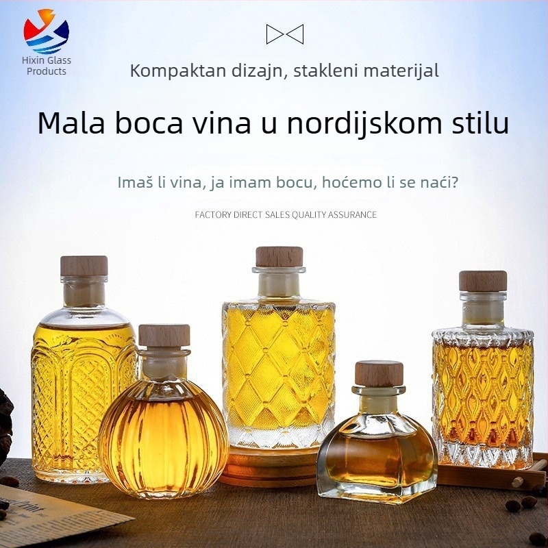 Staklena boca s dijamantnim uzorkom, zatvorena za domaće voće vino, mala prazna boca za doziranje i hladnu ekstrakciju za aromaterapiju