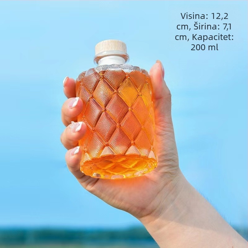 Staklena boca s dijamantnim uzorkom, zatvorena za domaće voće vino, mala prazna boca za doziranje i hladnu ekstrakciju za aromaterapiju