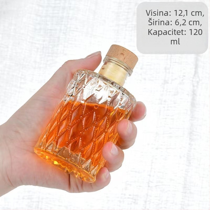 Staklena boca s dijamantnim uzorkom, zatvorena za domaće voće vino, mala prazna boca za doziranje i hladnu ekstrakciju za aromaterapiju