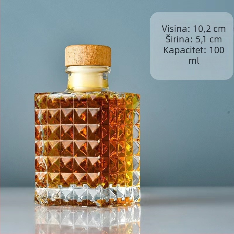 Staklena boca s dijamantnim uzorkom, zatvorena za domaće voće vino, mala prazna boca za doziranje i hladnu ekstrakciju za aromaterapiju