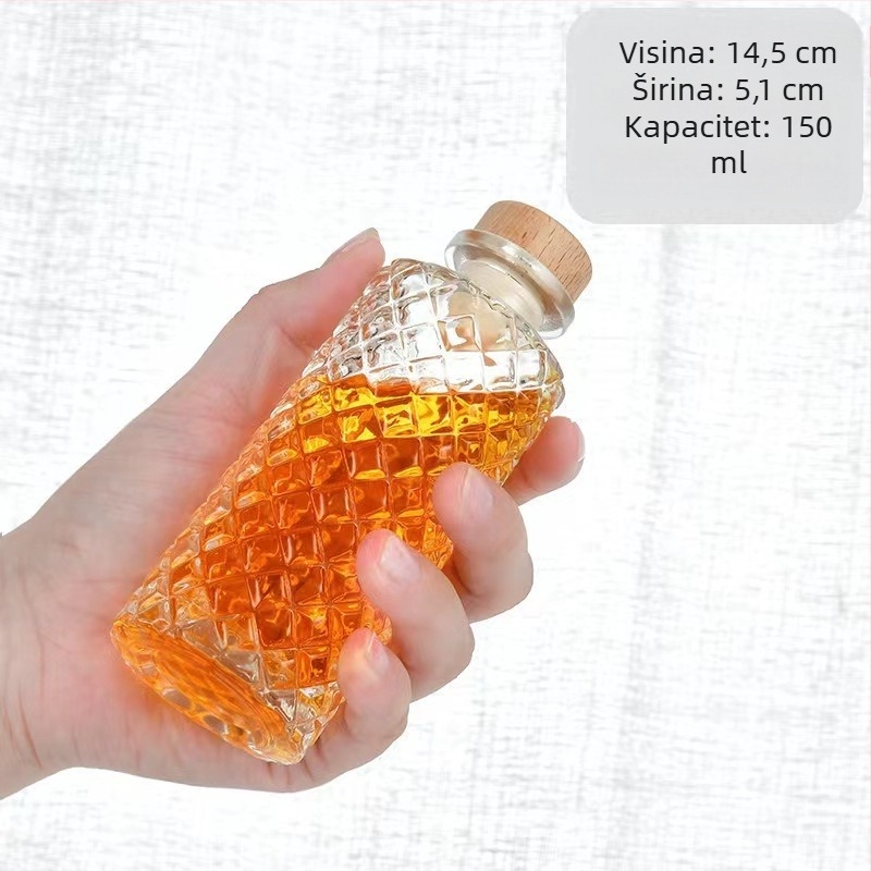 Staklena boca s dijamantnim uzorkom, zatvorena za domaće voće vino, mala prazna boca za doziranje i hladnu ekstrakciju za aromaterapiju