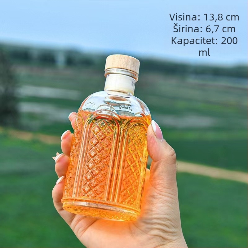 Staklena boca s dijamantnim uzorkom, zatvorena za domaće voće vino, mala prazna boca za doziranje i hladnu ekstrakciju za aromaterapiju