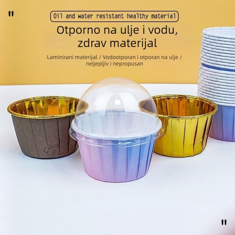 Jednokratne papirnate posudice za pečenje s gradijentnim rubom – otporne na curenje, za pečenje – mix i match za ulične štandove