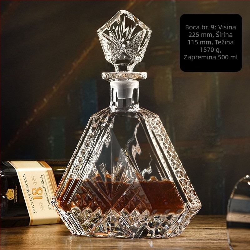 Dekanter za whisky od kristalnog stakla, nordijskog stila, prozirna boca, 750 ml
