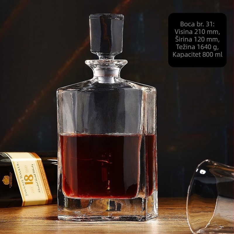 Dekanter za whisky od kristalnog stakla, nordijskog stila, prozirna boca, 750 ml