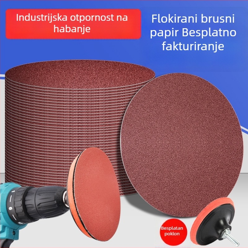 Flokirani brusni diski, kružni promjera 4/5 inča, samoljepljivi, za pneumatsku brusilicu i električnu bušilicu, suha obrada drva