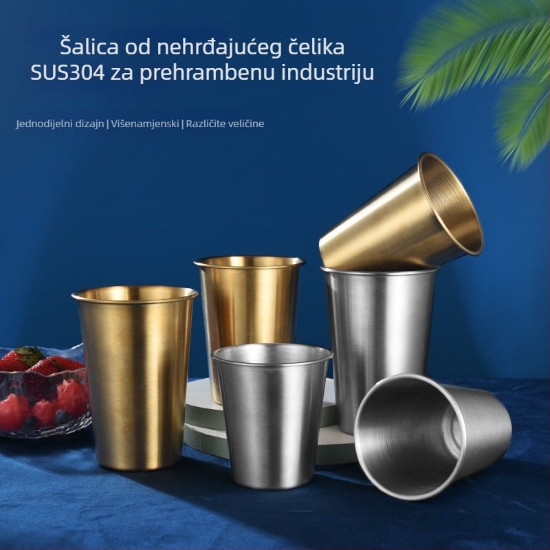 Kesler čaša za pivo od nehrđajućeg čelika 304, Instagram stil, jednoslojna kemping čaša, kapacitet 301–400 ml, jednobojna
