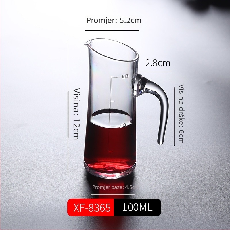 Plastični dekantator za alkohol s prozirnim akrilnim tijelom, otporan na padove, s mjernom skalom za vino i žestoka pića