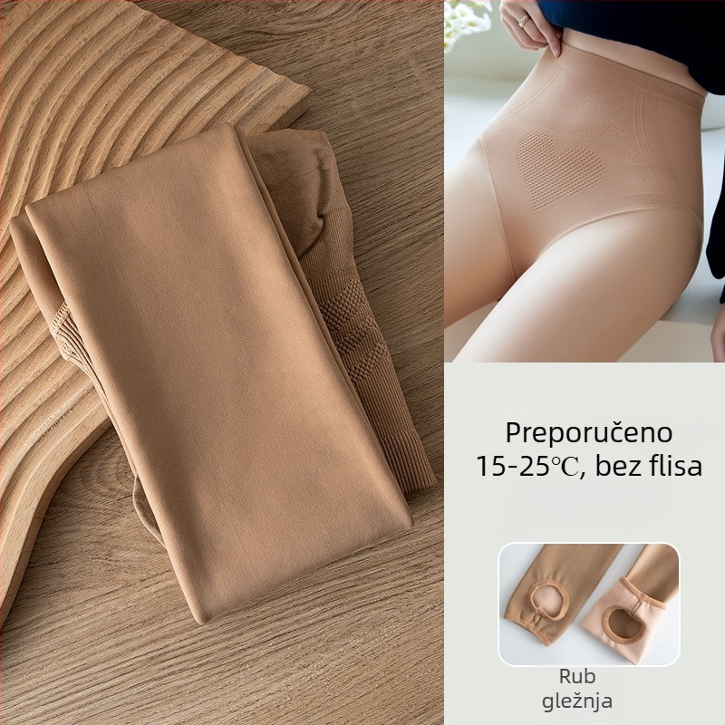 Ženske pantyhose u boji kože s fleece podstavom, zimske, debeli, cijele dužine, veličina XL, od najlona