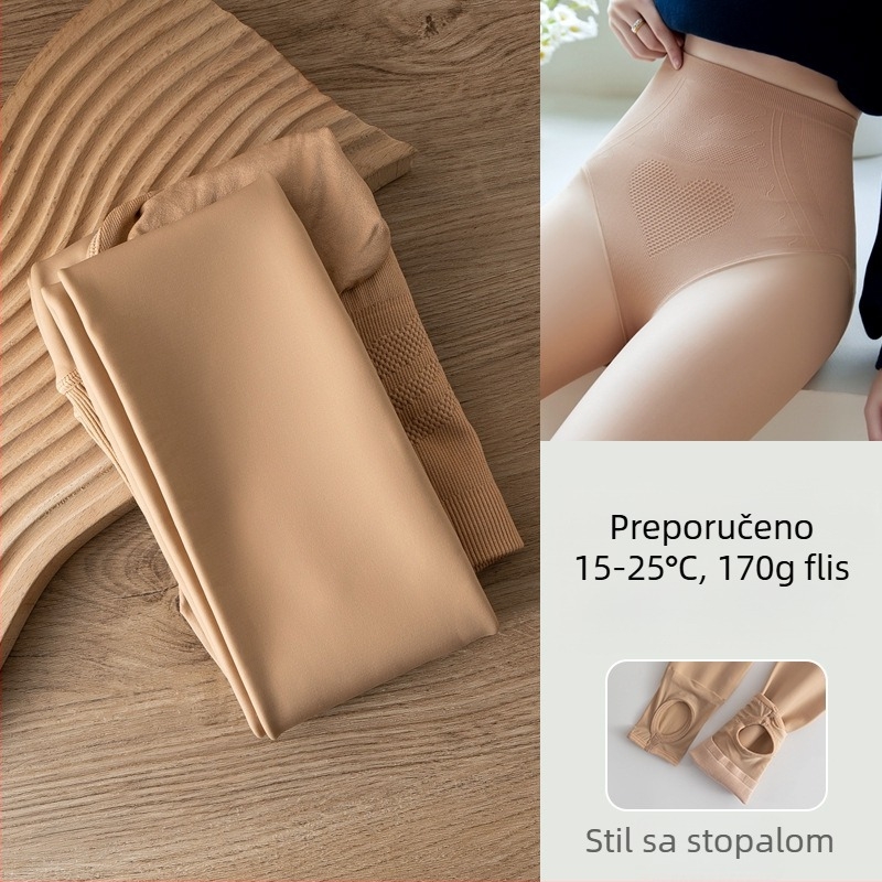 Ženske pantyhose u boji kože s fleece podstavom, zimske, debeli, cijele dužine, veličina XL, od najlona