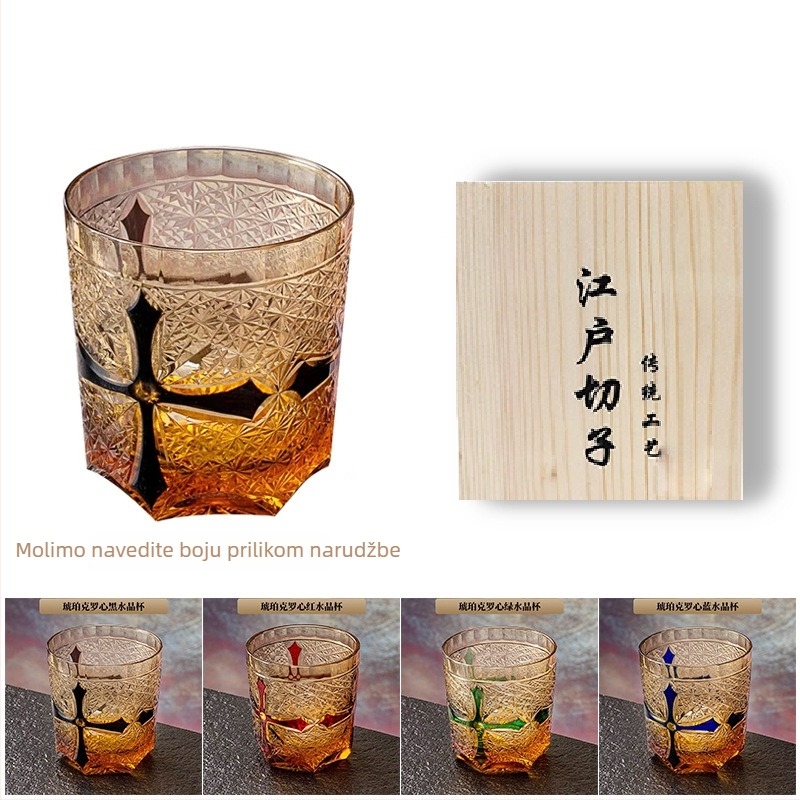 Edo Kiriko kristalna čaša za whiskey i sake, japanska ručna izrada, 301–400 ml