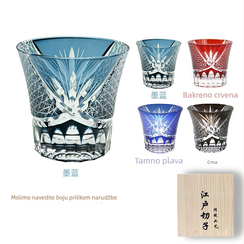 Edo Kiriko kristalna čaša za whiskey i sake, japanska ručna izrada, 301–400 ml