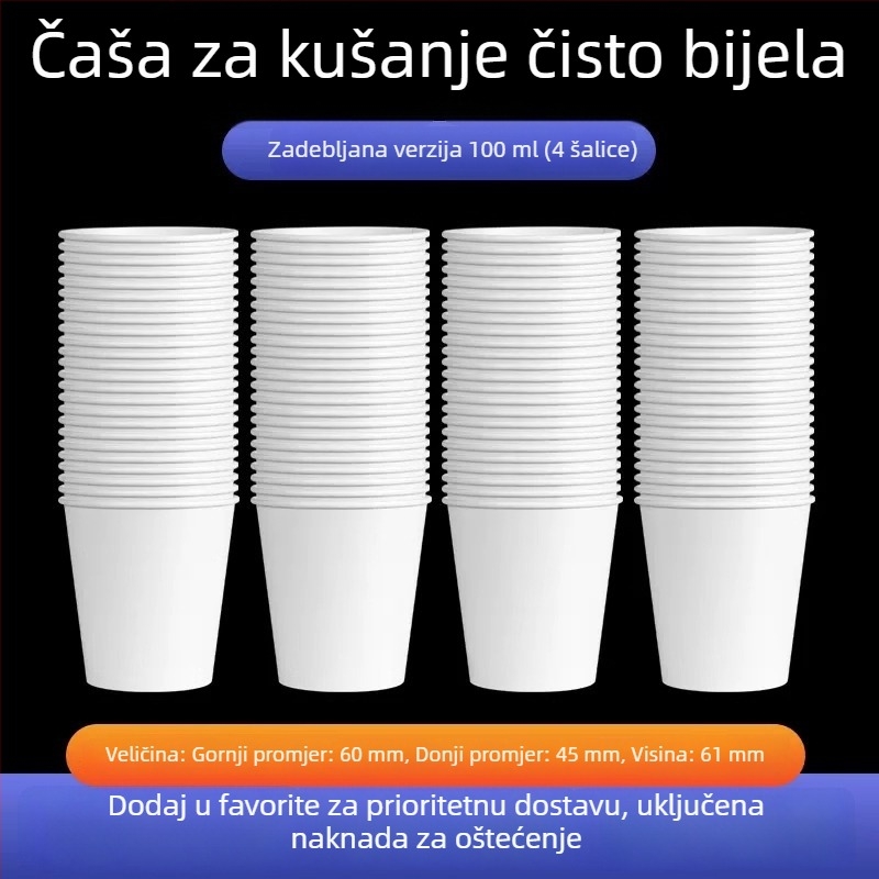 Debele jednokratne papirnate šalice za kućnu upotrebu, u kutiji, kineskog stila, kapacitet ispod 100 ml