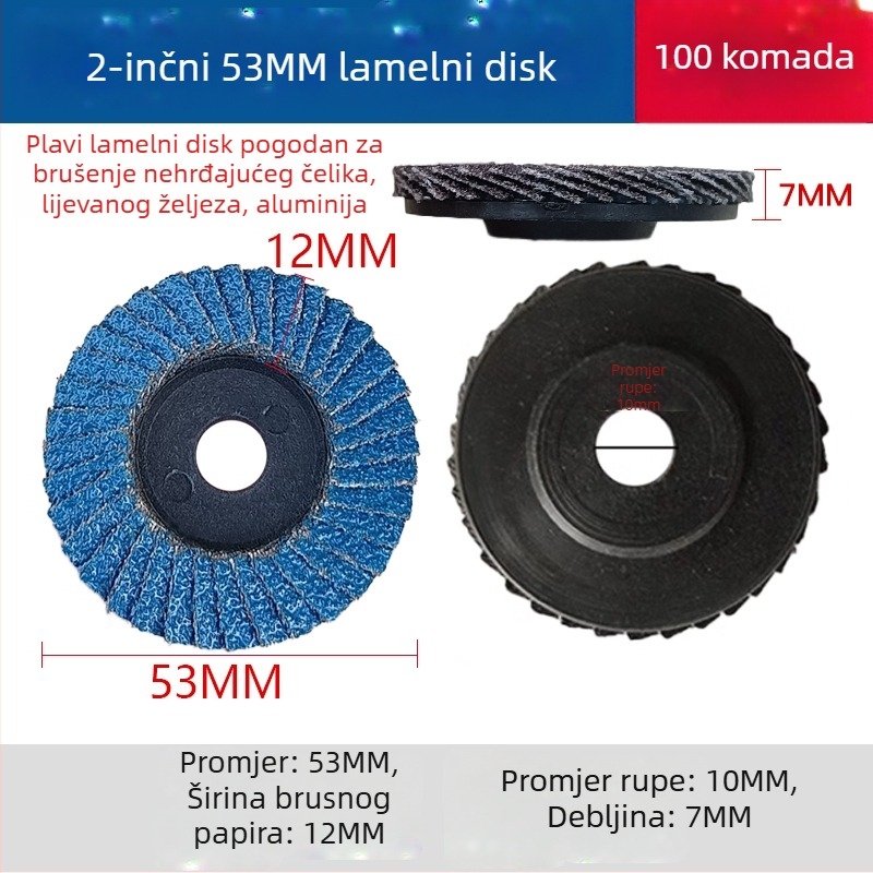 2 inčna pneumatska kutna brusna ploča – flap disk, polirajući disk, uklanjanje hrđe i burringa, promjer 50 mm