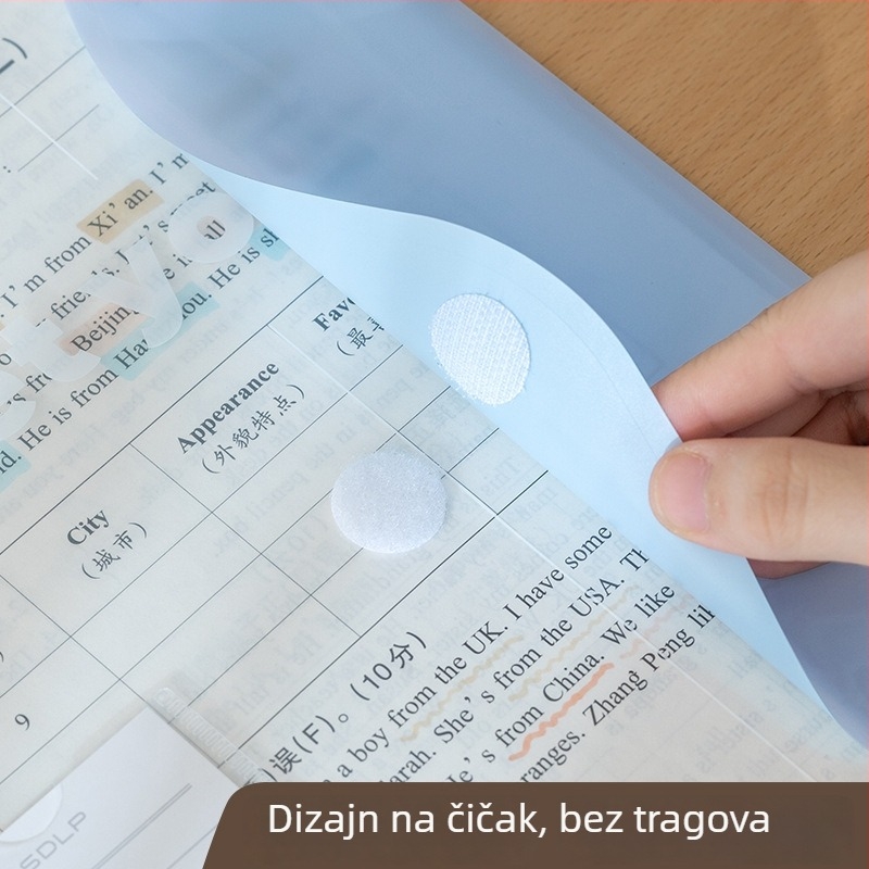 A4 dokument mapa s D-tip klipom sa dva otvora, prozirna fascikla za datoteke i pločica za pisanje