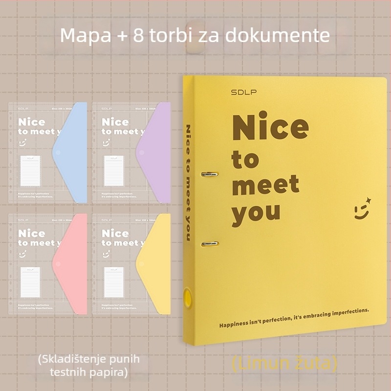 A4 dokument mapa s D-tip klipom sa dva otvora, prozirna fascikla za datoteke i pločica za pisanje