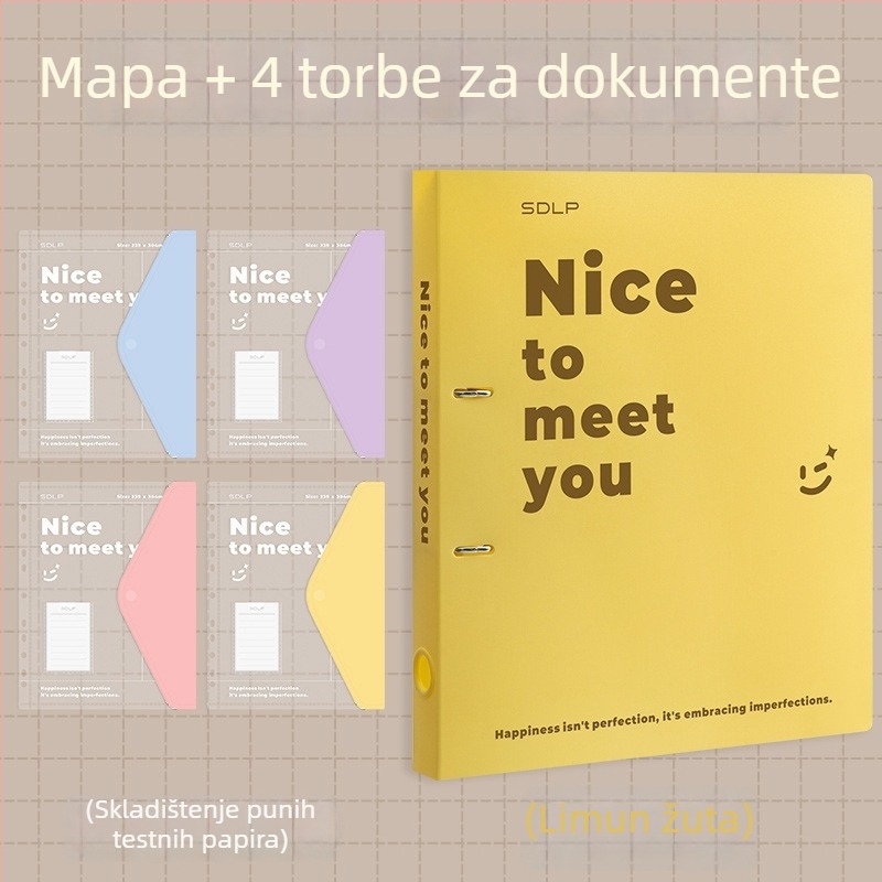 A4 dokument mapa s D-tip klipom sa dva otvora, prozirna fascikla za datoteke i pločica za pisanje