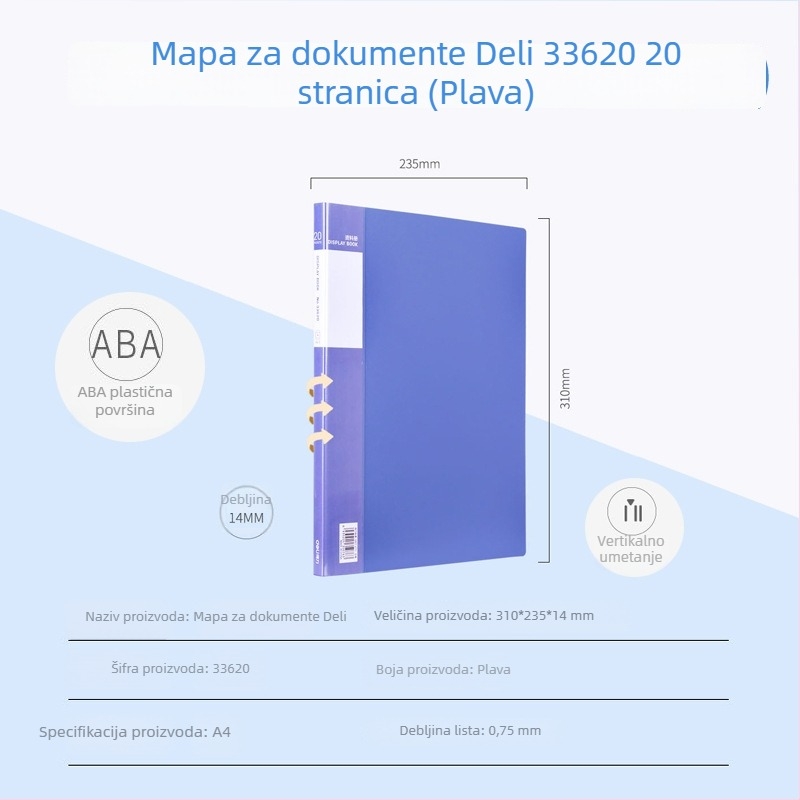 Deli 33600 serija A4, 100 stranica – višenamjenski folder za stranice i crteže