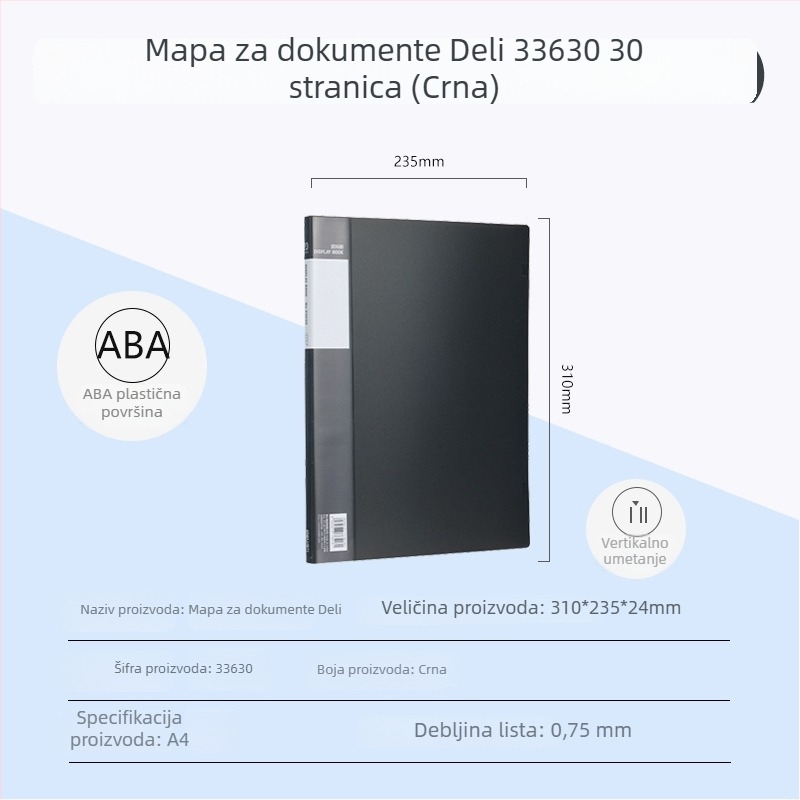 Deli 33600 serija A4, 100 stranica – višenamjenski folder za stranice i crteže