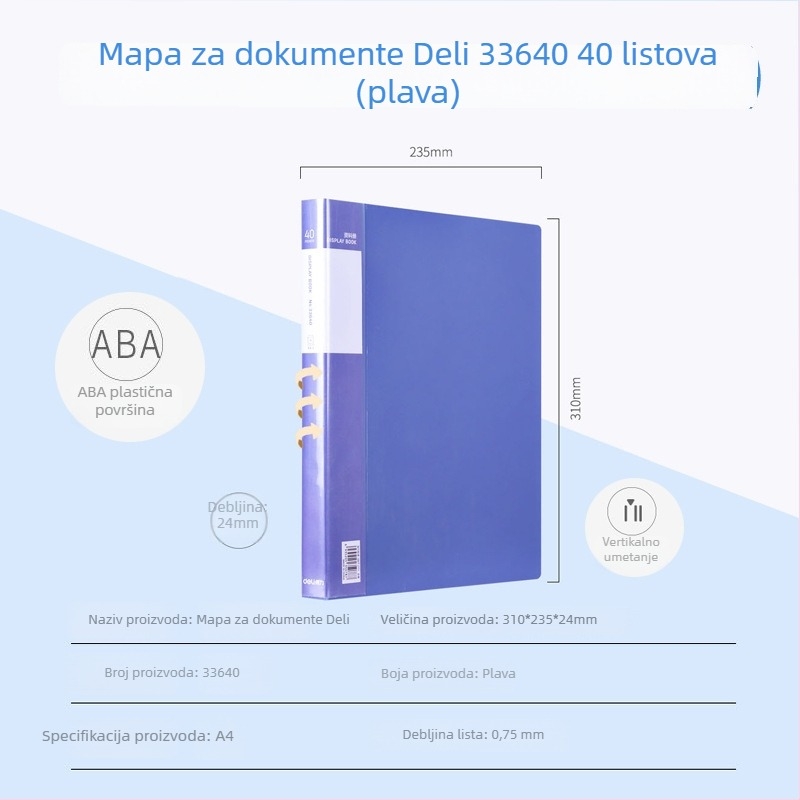 Deli 33600 serija A4, 100 stranica – višenamjenski folder za stranice i crteže