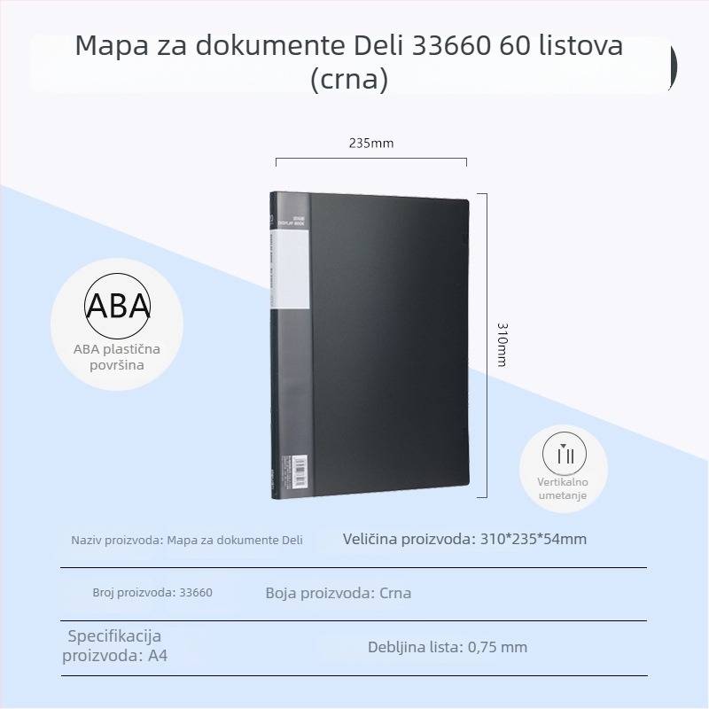 Deli 33600 serija A4, 100 stranica – višenamjenski folder za stranice i crteže