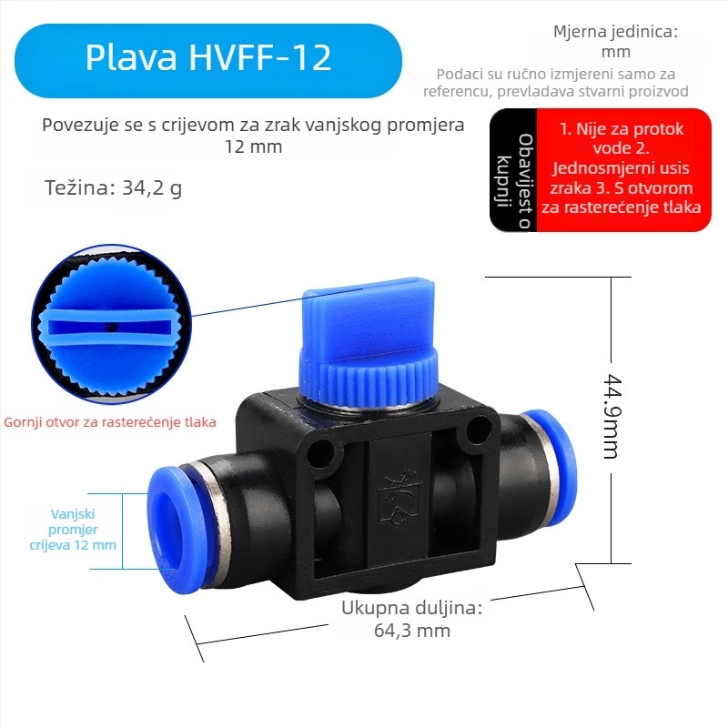 BUC-4 681012 Pneumatski brzi spojni ventil s ručnim ventilom HVFF