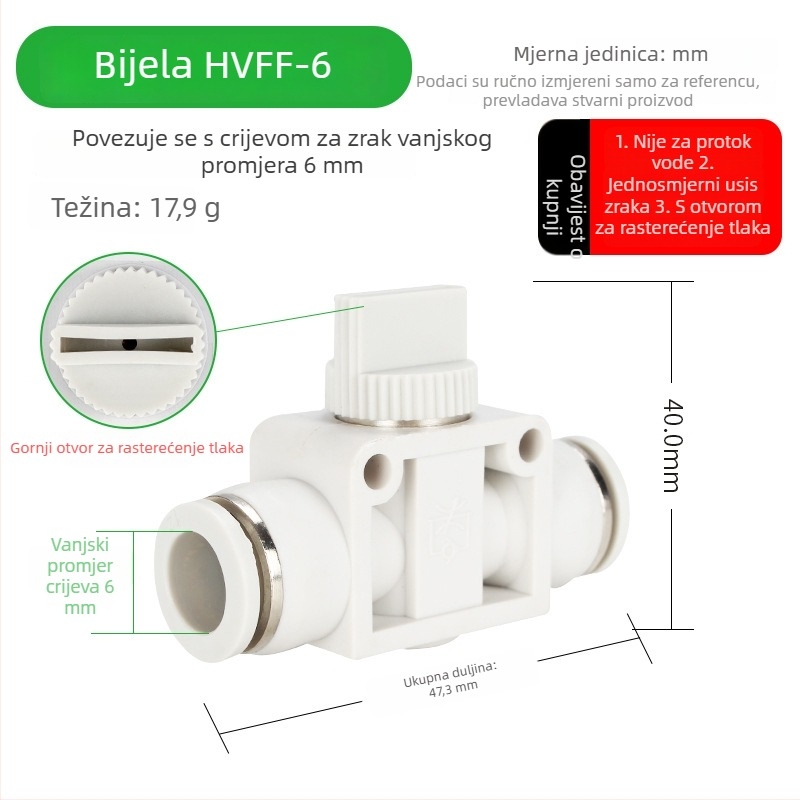 BUC-4 681012 Pneumatski brzi spojni ventil s ručnim ventilom HVFF