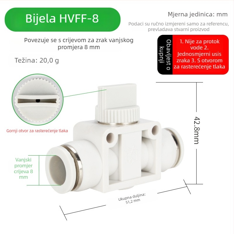BUC-4 681012 Pneumatski brzi spojni ventil s ručnim ventilom HVFF