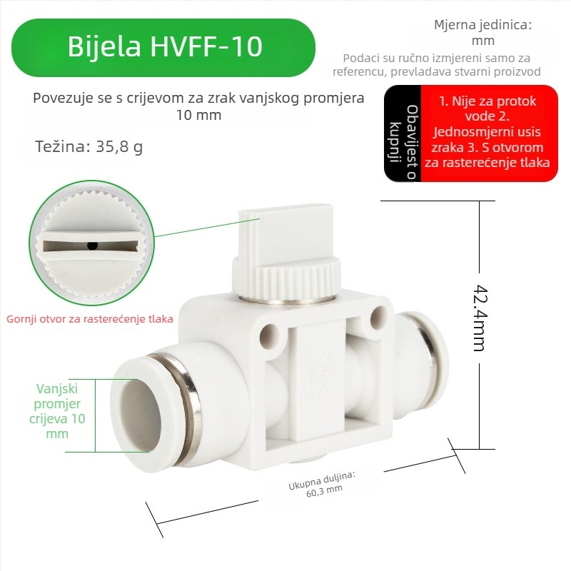 BUC-4 681012 Pneumatski brzi spojni ventil s ručnim ventilom HVFF