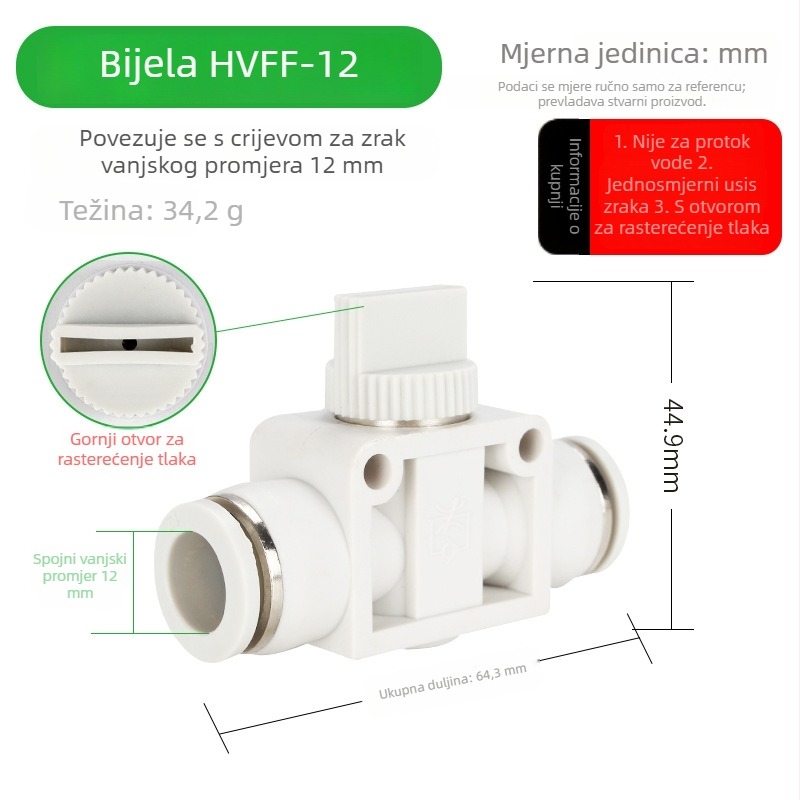 BUC-4 681012 Pneumatski brzi spojni ventil s ručnim ventilom HVFF