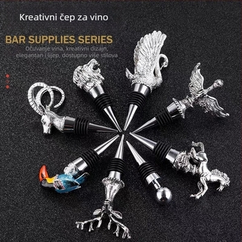 Stoper za vino s glavom jelena, čep od cinkovog legura, kućni vinsko-pribor