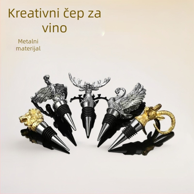 Stoper za vino s glavom jelena, čep od cinkovog legura, kućni vinsko-pribor