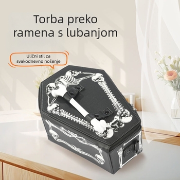 PU ženska torbica preko ramena s Harajuku Punk motivom: lubanja skelet i šišmiši