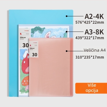 Hongtai A2 album za pohranu radova učenika i djece, A3 portfel torba, papir za crtanje 4K, 8K plakat za crtanje, bijela mapa za dokumente
