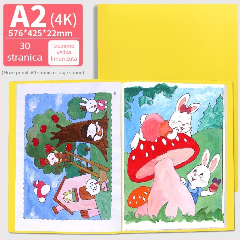 Hongtai A2 album za pohranu radova učenika i djece, A3 portfel torba, papir za crtanje 4K, 8K plakat za crtanje, bijela mapa za dokumente