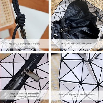 Akril torba s geometrijskim rombom i vezom, mala kvadratna crossbody torba, srednja veličina, gradski minimalistički stil