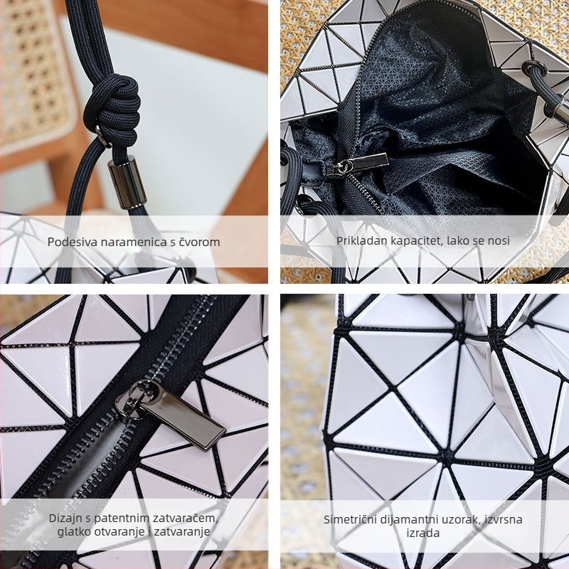 Akril torba s geometrijskim rombom i vezom, mala kvadratna crossbody torba, srednja veličina, gradski minimalistički stil