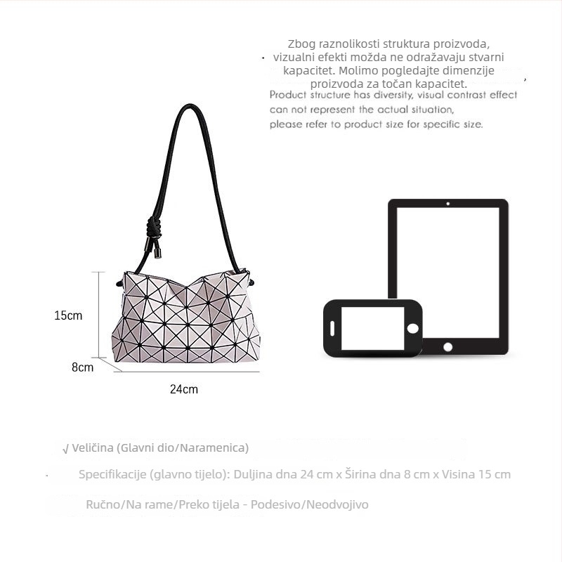 Akril torba s geometrijskim rombom i vezom, mala kvadratna crossbody torba, srednja veličina, gradski minimalistički stil