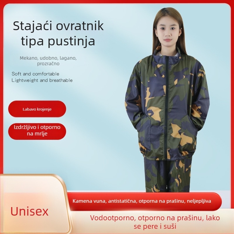 Antistatična odjeća s kapuljačom, podijeljena zaštita od prašine, tkanina rock-wool, radna odjeća za prehrambenu industriju i sprej bojenje