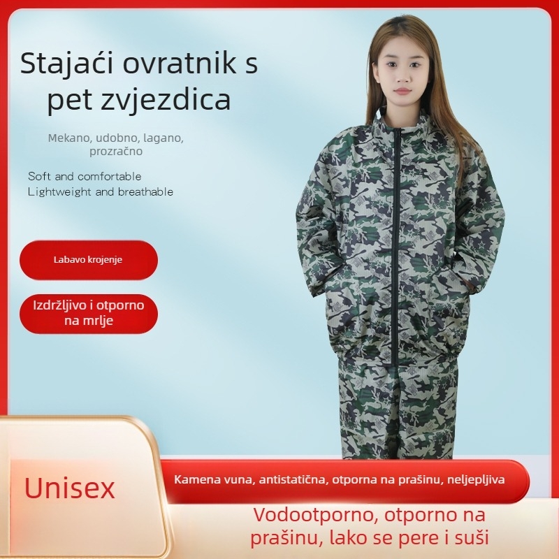 Antistatična odjeća s kapuljačom, podijeljena zaštita od prašine, tkanina rock-wool, radna odjeća za prehrambenu industriju i sprej bojenje