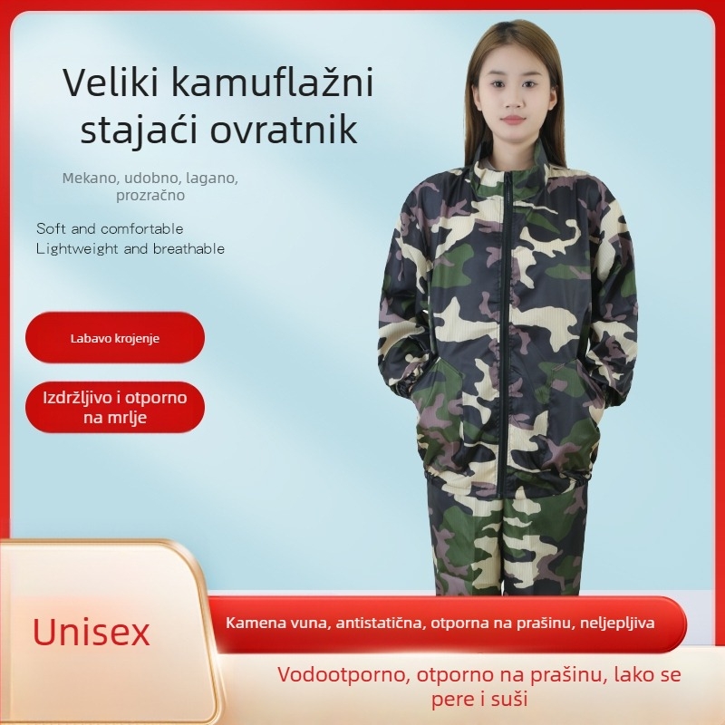 Antistatična odjeća s kapuljačom, podijeljena zaštita od prašine, tkanina rock-wool, radna odjeća za prehrambenu industriju i sprej bojenje