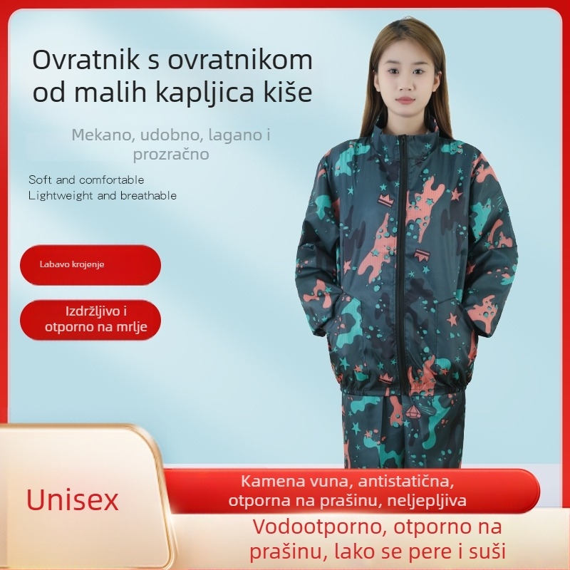 Antistatična odjeća s kapuljačom, podijeljena zaštita od prašine, tkanina rock-wool, radna odjeća za prehrambenu industriju i sprej bojenje